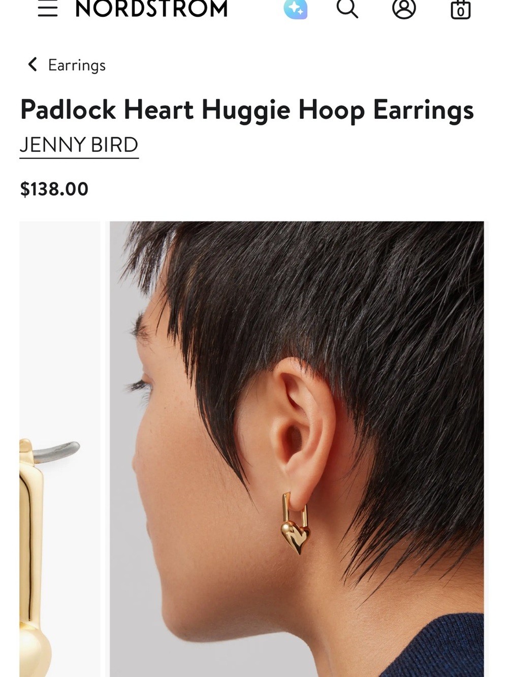Jenny Bird Gold Padlock Heart Hinge Hoops - Picture 4 of 4